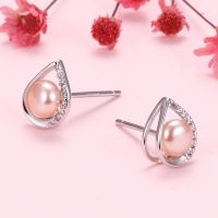 Natural Pearl  Zircon  Water Droplets  925 Silver Earrings  8.5*6.5mm  JE0899vhhl-Y07  E-839