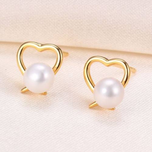 Natural Pearl  Heart-Shaped  925 Silver Earrings  8*7.5mm  JE0902bhbj-Y07  E-880