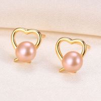 Natural Pearl  Heart-Shaped  925 Silver Earrings  8*7.5mm  JE0904bhbj-Y07  E-880