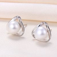 Natural Pearl  Triangle  925 Silver Earrings  10*10mm  JE0913bhhp-Y07  E-876