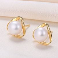 Natural Pearl  Triangle  925 Silver Earrings  10*10mm  JE0914bhhp-Y07  E-876