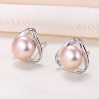 Natural Pearl  Triangle  925 Silver Earrings  10*10mm  JE0915bhhp-Y07  E-876