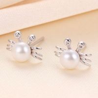 Natural Pearl  Zircon  Crab  925 Silver Earrings  9*6.5mm  JE0921bhbh-Y07  E-861