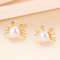 Natural Pearl  Zircon  Crab  925 Silver Earrings  9*6.5mm  JE0922bhbh-Y07  E-861