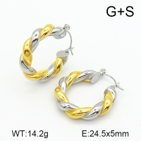 Handmade Polished Twisted Ring Stainless Steel Earrings 7E2000062ahlv-066