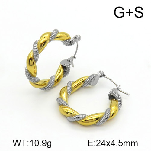 Handmade Polished Twisted Ring Stainless Steel Earrings 7E2000065ahlv-066