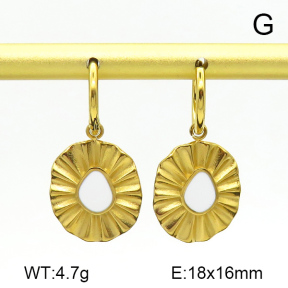 Enamel,Handmade Polished,Embossed Round,Stainless Steel Earrings,7E3000010vhkb-066