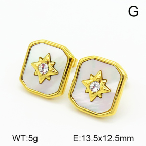 Shell & Czech Stones,Handmade Polished Square Stainless Steel Earrings 7E3000012bhia-066
