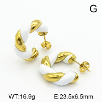 Enamel,Handmade Polished Twist Half Ring Stainless Steel Earrings 7E3000013bhia-066