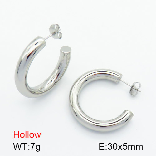 Handmade Polished  Half Ring  Stainless Steel Earrings  7E2000071bbpp-G034