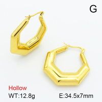 Handmade Polished  Hexagonal Ring  Stainless Steel Earrings  7E2000074bhhp-G034