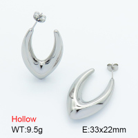 Handmade Polished  V Shape  Stainless Steel Earrings  7E2000079bvpl-G034