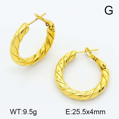 Handmade Polished  Twisted Ring  Stainless Steel Earrings  7E2000092bhva-G034