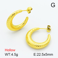 Handmade Polished  Textured Half Ring  Stainless Steel Earrings  7E2000096bhbi-G034