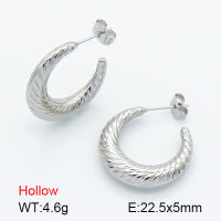 Handmade Polished  Textured Half Ring  Stainless Steel Earrings  7E2000097bbom-G034