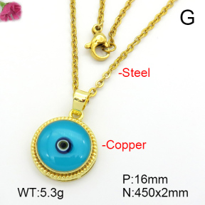 Enamel & Eye Patch Imported from Italy  Fashion Copper Necklace  F7N300185baka-G030