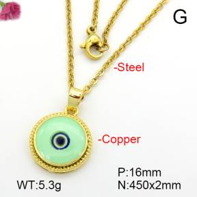 Enamel & Eye Patch Imported from Italy  Fashion Copper Necklace  F7N300186baka-G030