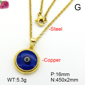 Enamel & Eye Patch Imported from Italy  Fashion Copper Necklace  F7N300187baka-G030