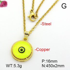 Enamel & Eye Patch Imported from Italy  Fashion Copper Necklace  F7N300188baka-G030