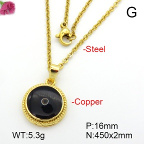 Enamel & Eye Patch Imported from Italy  Fashion Copper Necklace  F7N300189baka-G030