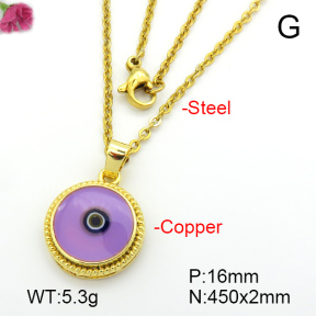 Enamel & Eye Patch Imported from Italy  Fashion Copper Necklace  F7N300191baka-G030