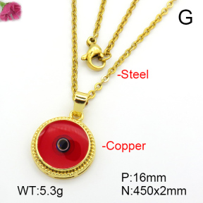 Enamel & Eye Patch Imported from Italy  Fashion Copper Necklace  F7N300192baka-G030