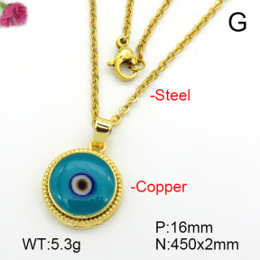 Enamel & Eye Patch Imported from Italy  Fashion Copper Necklace  F7N300193baka-G030