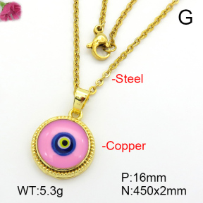 Enamel & Eye Patch Imported from Italy  Fashion Copper Necklace  F7N300194baka-G030