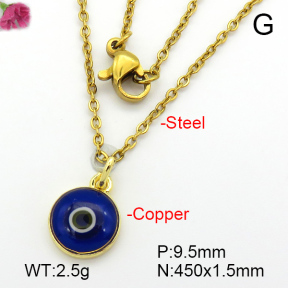 Enamel & Eye Patch Imported from Italy  Fashion Copper Necklace  F7N300197aajl-G030