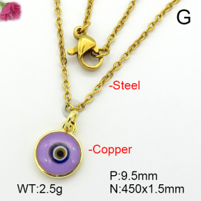 Enamel & Eye Patch Imported from Italy  Fashion Copper Necklace  F7N300202aajl-G030