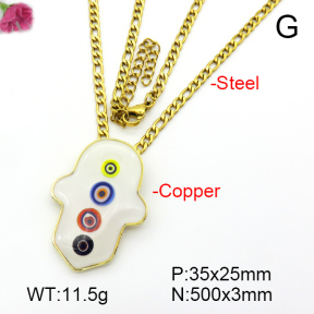 Enamel & Eye Patch Imported from Italy  Fashion Copper Necklace  F7N300205aivb-G030