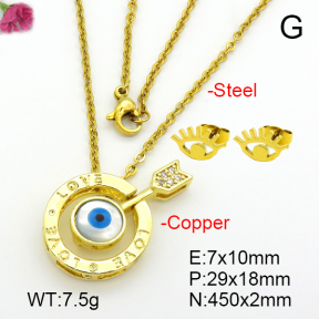 Shell & Zirconia  Fashion Copper Sets  F7S001057ablb-G030