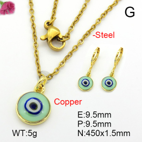 Enamel & Eye Patch Imported from Italy  Fashion Copper Sets  F7S001070bhbl-G030