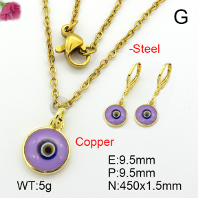 Enamel & Eye Patch Imported from Italy  Fashion Copper Sets  F7S001073bhbl-G030