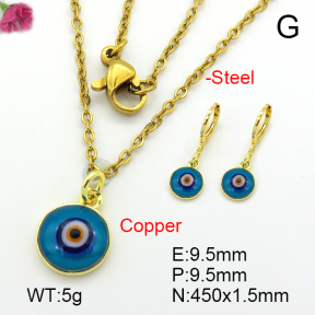 Enamel & Eye Patch Imported from Italy  Fashion Copper Sets  F7S001074bhbl-G030