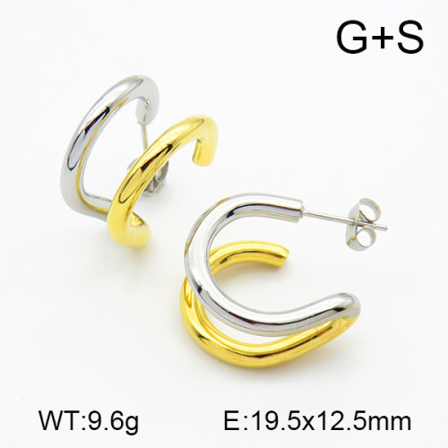 Handmade Polished  Half Ring  Stainless Steel Earrings  7E2000101bhia-066