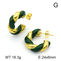 Enamel,Handmade Polished  Half Ring  Stainless Steel Earrings  7E3000015bhia-066