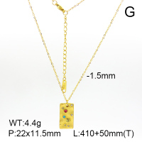 Zircon & Czech Stones,Handmade Polished  Rectangle  Stainless Steel Necklace  7N4000123bhia-066
