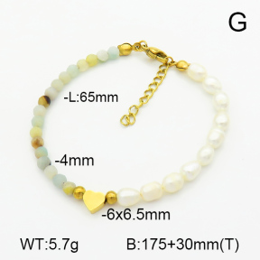 Amazonite & Cultured Freshwater Pearls  Stainless Steel Bracelet  7B3000056bhjl-908