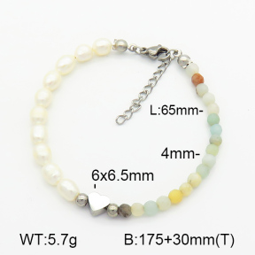 Amazonite & Cultured Freshwater Pearls  Stainless Steel Bracelet  7B3000057bhil-908