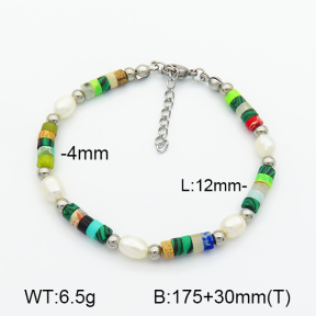 Nature Stone & Cultured Freshwater Pearls  Stainless Steel Bracelet  7B3000065ahjb-908