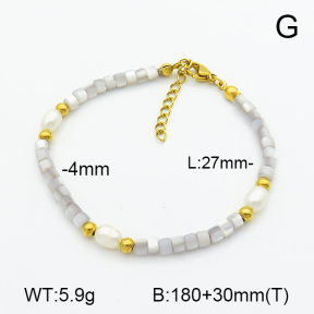 Shell & Cultured Freshwater Pearls  Stainless Steel Bracelet  7B3000068vhkb-908