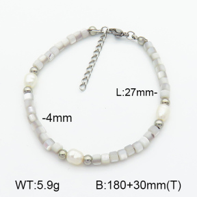 Shell & Cultured Freshwater Pearls  Stainless Steel Bracelet  7B3000069ahjb-908