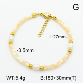 Shell & Cultured Freshwater Pearls  Stainless Steel Bracelet  7B3000070vhkb-908