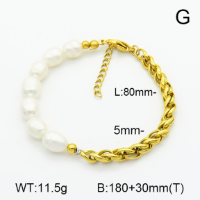 Cultured Freshwater Pearls  Stainless Steel Bracelet  7B3000082ahjb-908