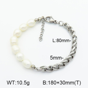 Cultured Freshwater Pearls  Stainless Steel Bracelet  7B3000083bhia-908