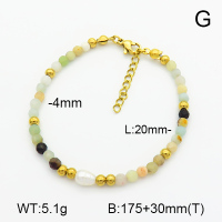 Amazonite & Cultured Freshwater Pearls  Stainless Steel Bracelet  7B4000091ahjb-908