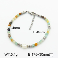 Amazonite & Cultured Freshwater Pearls  Stainless Steel Bracelet  7B4000092bhia-908