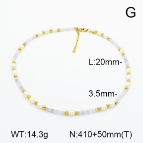 Natural Kunzite & Cultured Freshwater Pearls  Stainless Steel Necklace  7N3000055vikb-908