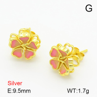 Enamel  Flower  925 Silver Earrings  JUSE70001bhji-925